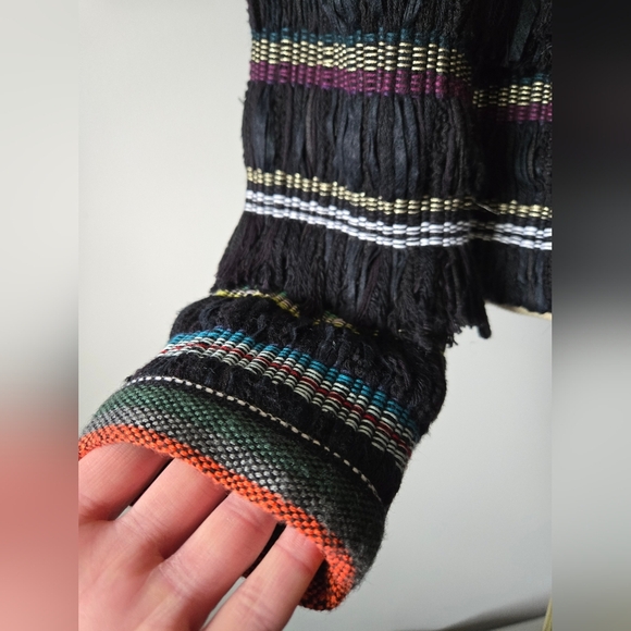 Ecru Multicolor Knit and Fringe Blazer. Size Small - Picture 9 of 15